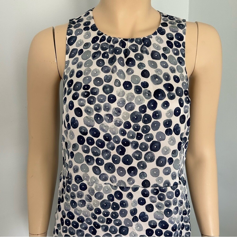 Nordstrom Collection Darlington Silk Blue Geometric Sheath Dress Pockets 4 - Picture 2 of 11